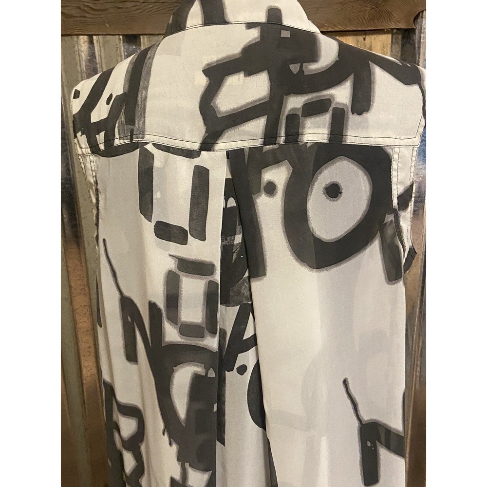 Peoples Liberation Women's Large Blouse Top Sheer Letters Spell out Artsy - Picture 7 of 15